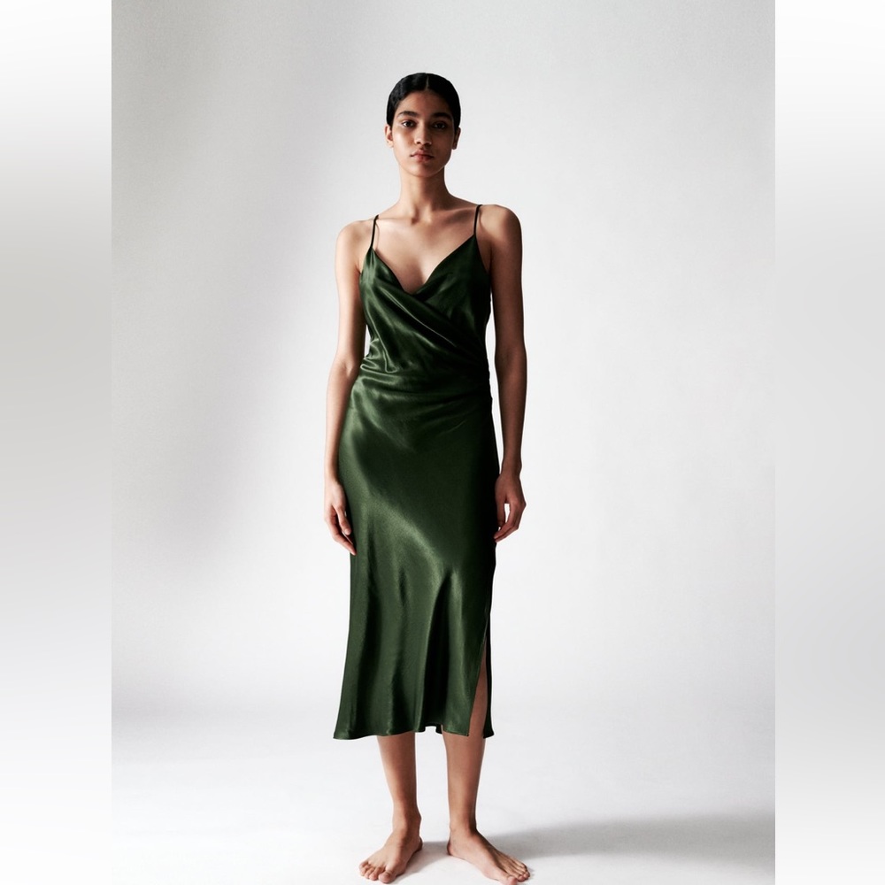 Zara green slip dress size medium